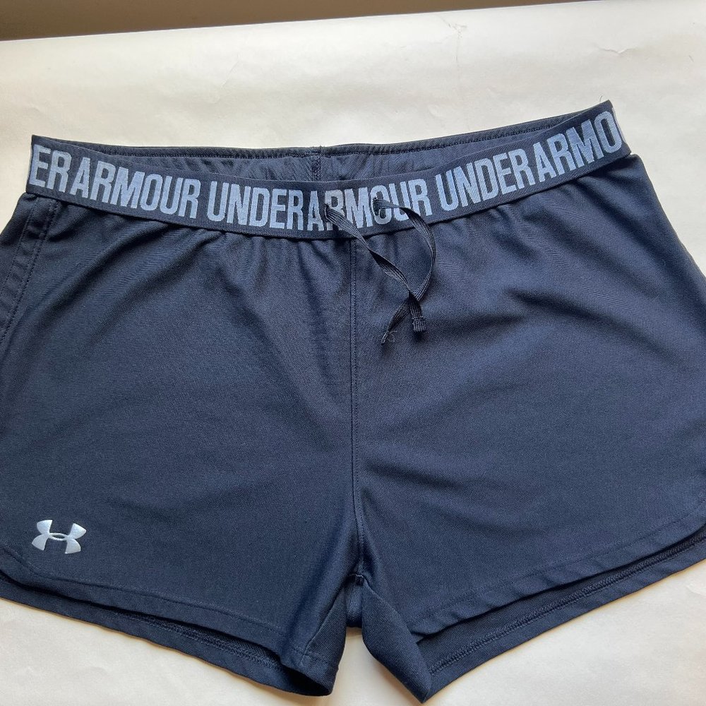 Under Armour Women's Play Up Shorts, Black / Metallic Silver, Size Large